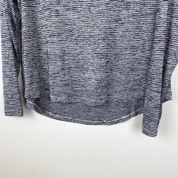 Athleta Breezy Long Sleeve Navy Striped Cutout Open Back Blue Size Large - Picture 5 of 9